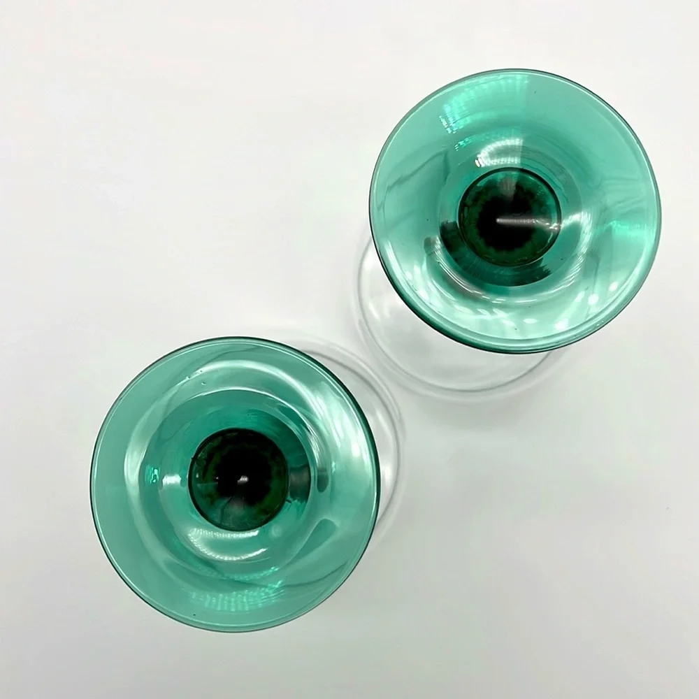 Retro Libbey Cactus Margarita Glasses, Green Stem and Base 16 Ounce (Set of 2)